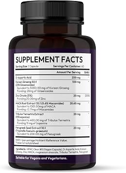 TESTO Link Advanced Formula 60 Capsules - Unlock Your core Power - All Natural - Vegan Friedndly - Non GMO