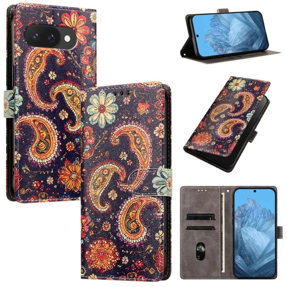Generic Étui compatible avec Google Pixel 5 XL/Pixel 4A 5G (motif : méduse) Étui portefeuille en cuir à rabat magnétique