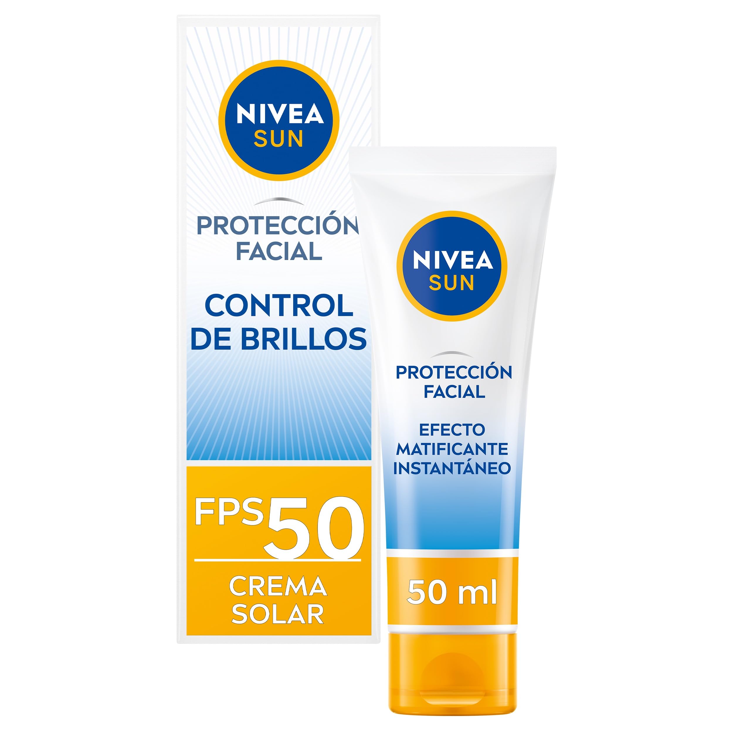 NIVEA SUN Protección solar alta UV Control de Brillos FP50 (50 ml), crema facial, matificante con 0% sensación pegajosa