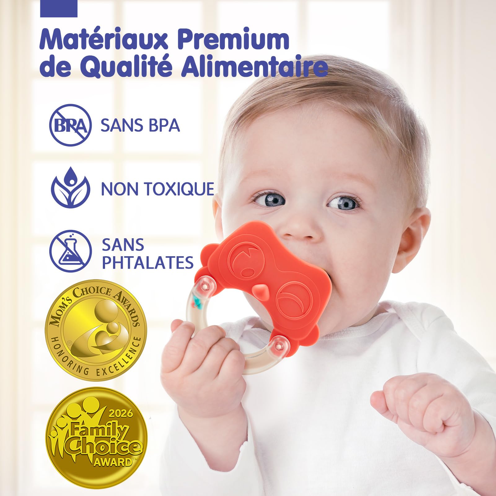 Jouet pour Bébé 3 Mois Hochet de Dentition pour Bébé 0 3 6 9 Mois, Jouets d'Eveil Anneaux de Dentition sans BPA avec Boîte de Rangement Cadeau pour Naissance Garçon Fille, 10PCS
