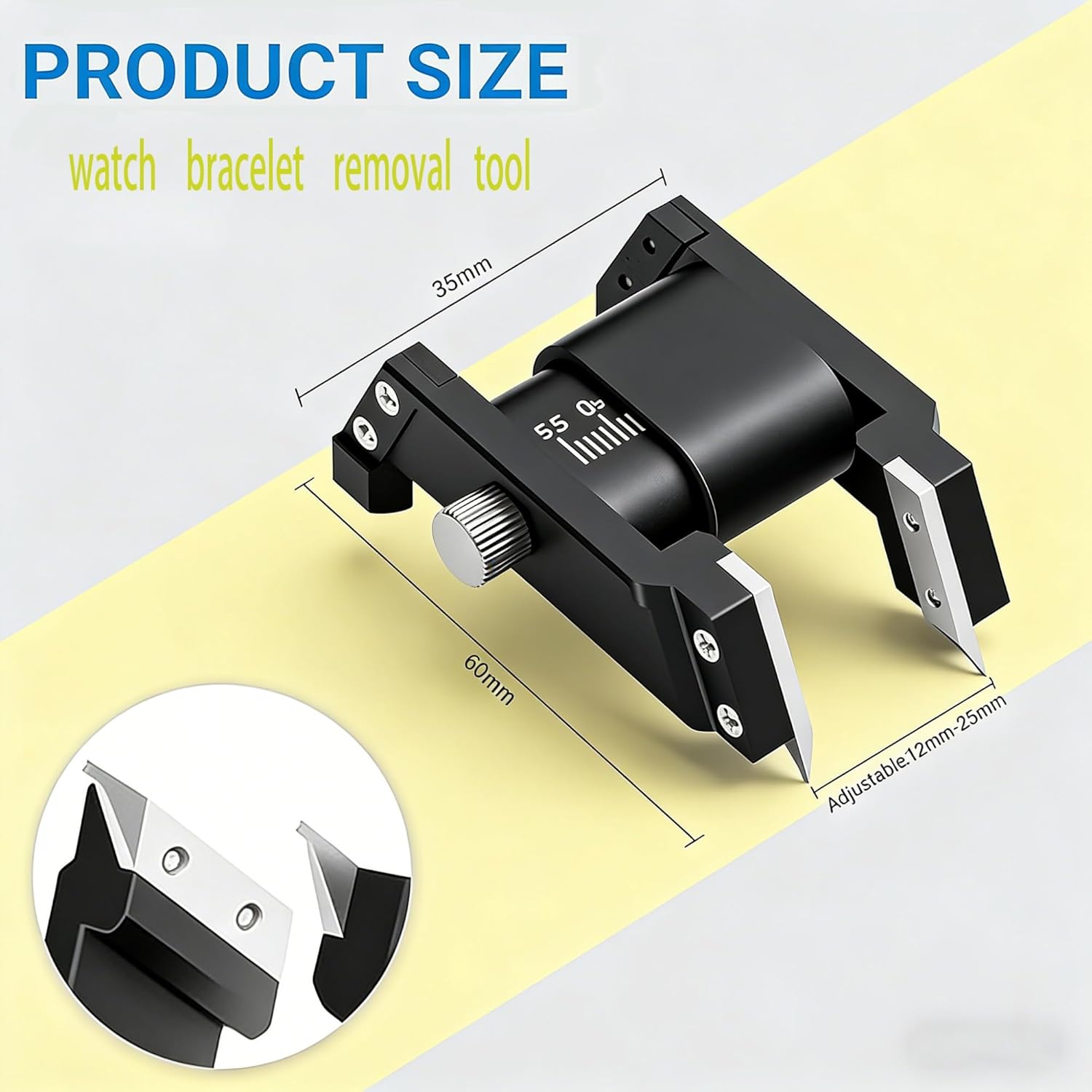 Watch Bracelet Removal Tool, 2 Colors (Silver/Black) Optional, Fits 12MM-25MM Straps, Portable & Compact Watch Tool Kit, Prevents Scratches On Luxury Watches, DIY Watch Band Replacement For Home & Business Use(Black)