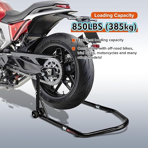 Vista 17 de Donext - Soporte para rueda trasera de motocicleta (850 lb), tamaño U color negro