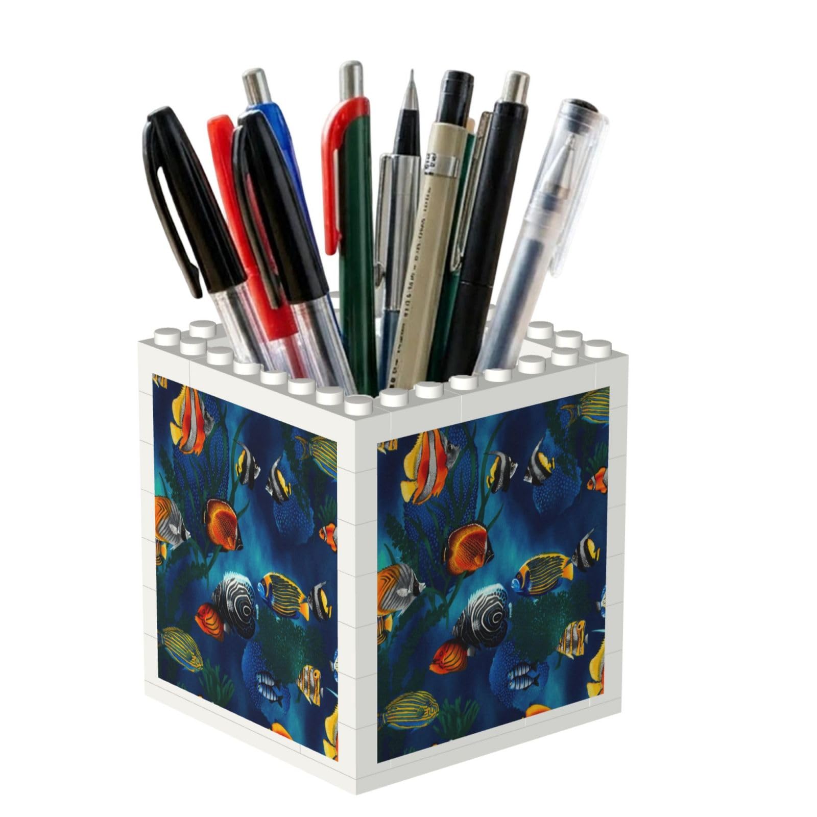 Poadnly Sea Tropical Fish, Pen Pot Pencil Holder for Office Home School, Compact Desk Organiser for Office Stationery