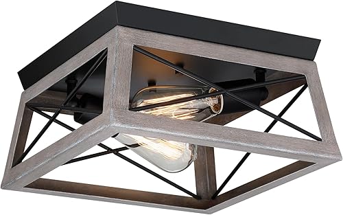 Miniatura 1 de Pia Ricco Lámpara de techo de montaje empotrado, lámpara de techo industrial al aire libre para porche delantero, estilo rústico de granja, luz