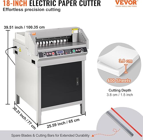 VEVOR Macchina Taglierina Elettrica per Cartone, Taglierina per Carta Commerciale Spessore di Taglio 40 mm, Macchina per Tagliare Carta da Ufficio Lama di Taglio tra 50 a 450 mm - 2