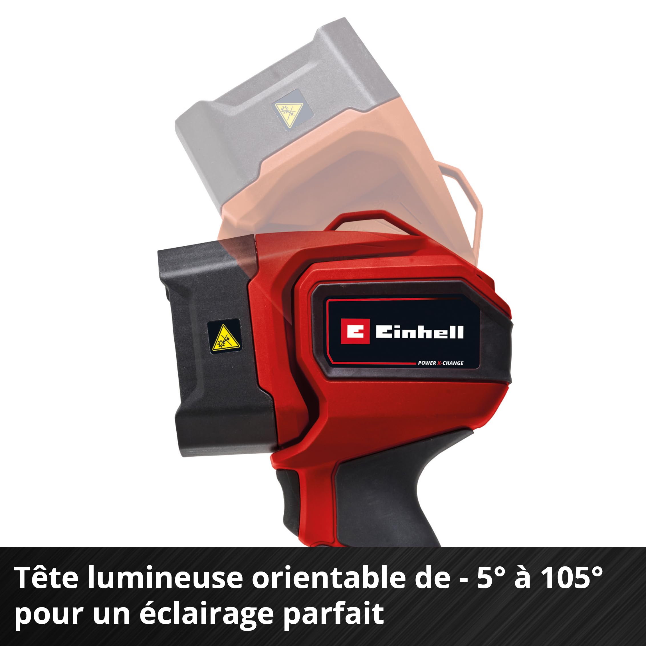 Einhell Lampe sans fil TC-CL 18/350 Li-Solo Power X-Change (18 V, 350 lm, 7 000 K, portée de 30 m, tête lumineuse orientable, LED haute qualité, sans batterie)