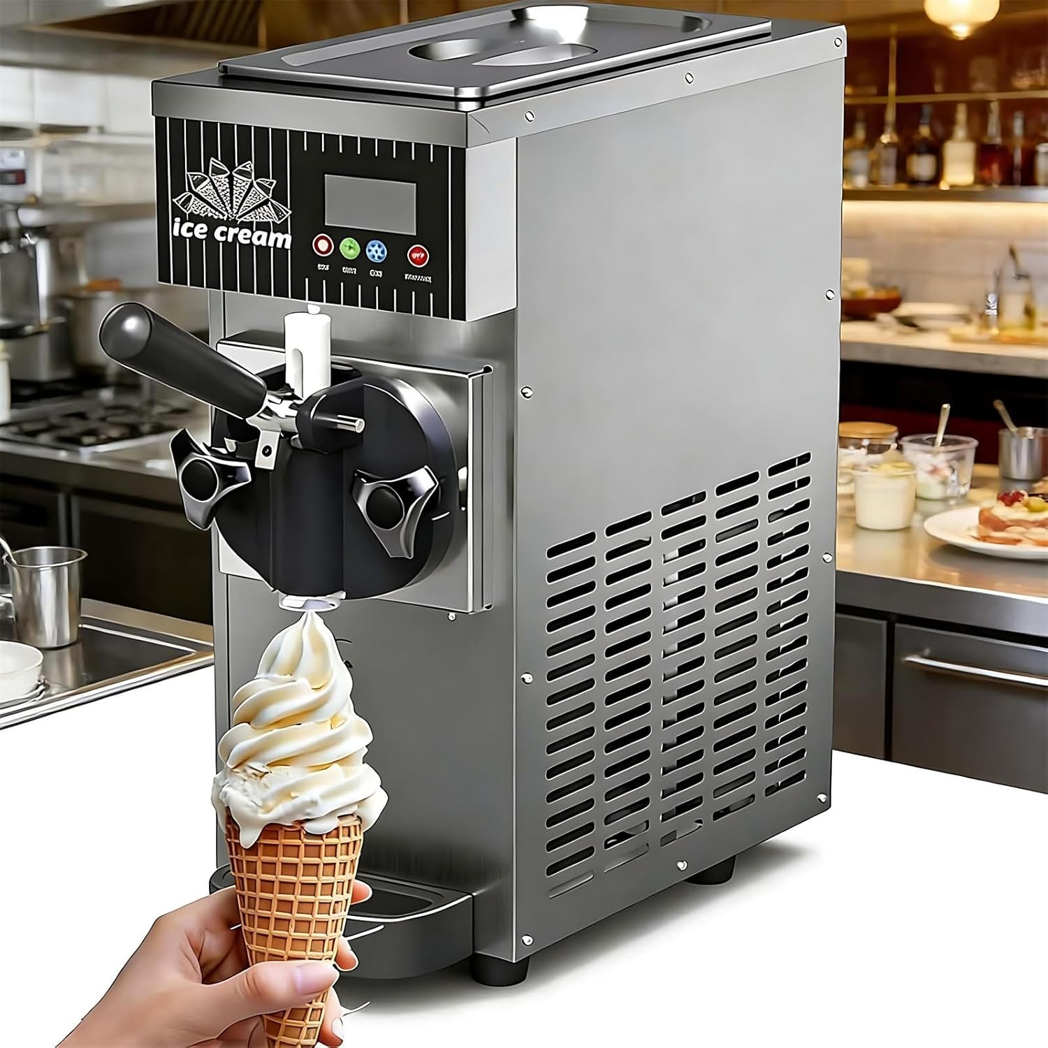 Ice Cream Maker & Slushie Machine, Soft Serve Ice Cream Machine, Single Flavor Ice Cream Machine for Margaritas, Milkshakes, Frozens Yogurt, Ready in 15 Mins