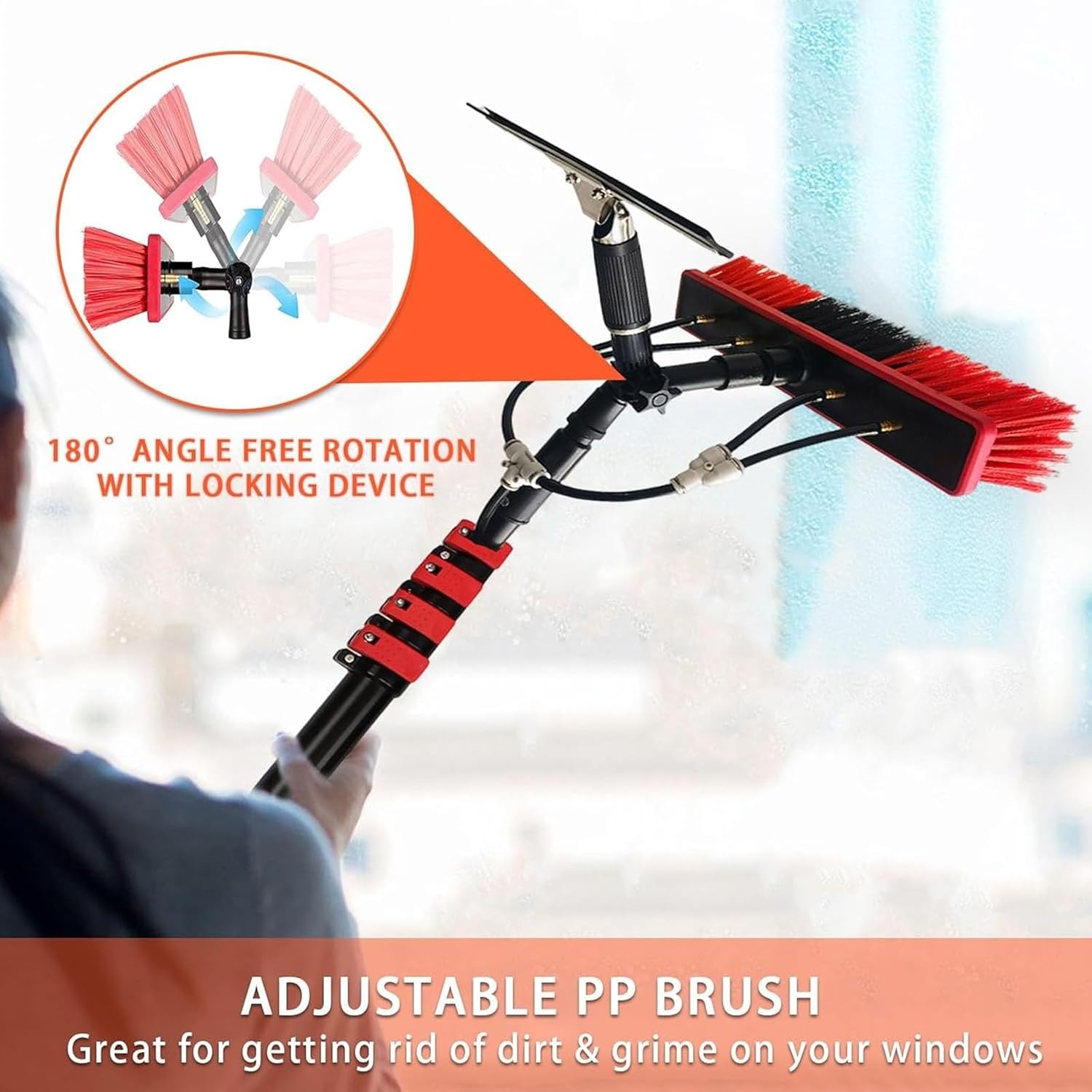 Professional Water Fed Pole Kit for Solar Panel & Window Cleaning, 23.6 Ft Telescopic Squeegee & Brush, Ideal for Trucks & Caravans - Ultimate Washing Equipment