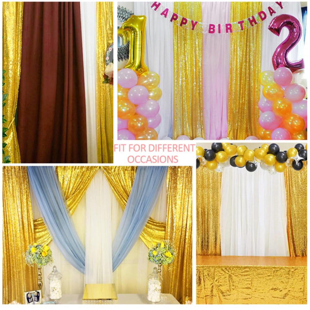 Tenda di sfondo con paillette, 122 x 300 cm, con glitter per fotografia, compleanno, matrimonio, decorazione per feste, oro
