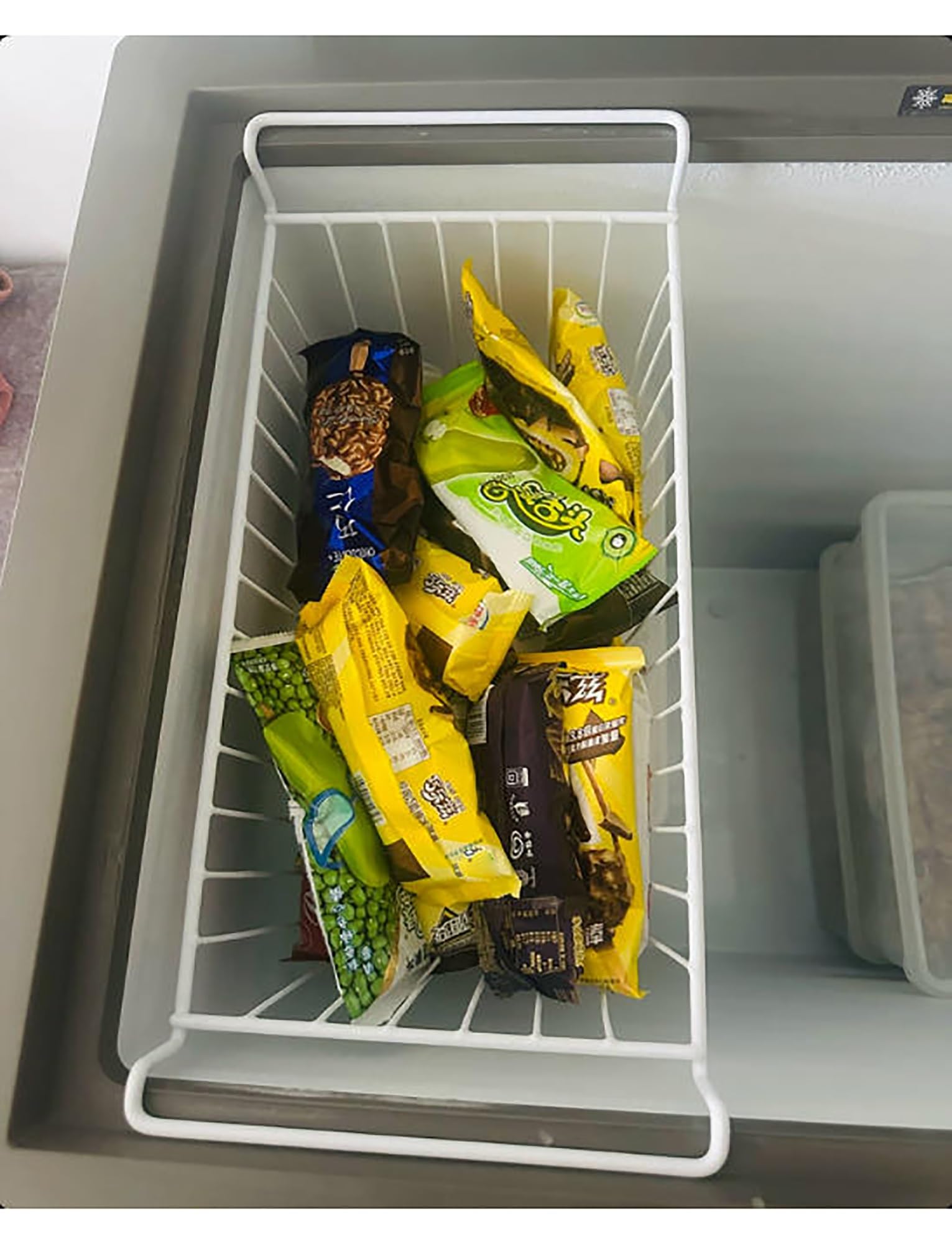 Stojak do przechowywania zamrażarki, wytrzymały druciany wielowarstwowy wiszący organizer na lody, mrożone mięso i nie tylko, wydajna oszczędność miejsca w lodówce