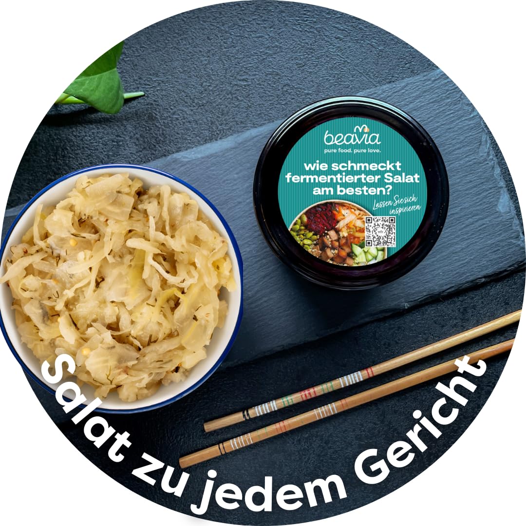 Beavia Fermentiertes Sauerkraut mit Fenchel & Dill - Palette 350g x 216 Stück Gekühltes Weißkohl Gemüse im Glas, Vegane & Gesunde Lebensmittel Natürlich ohne Zucker