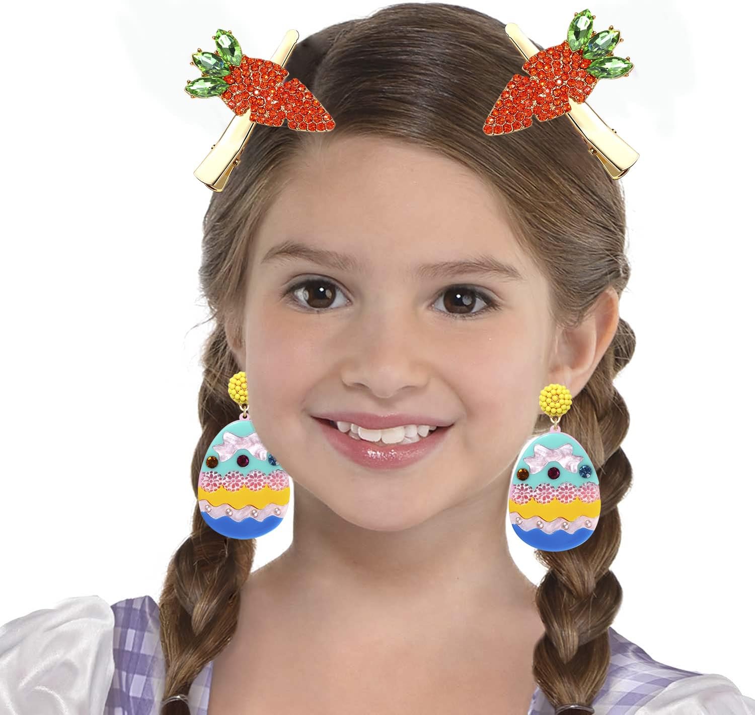 Easter Beaded Earrings for Women Boho Hypoallergenic Handmade Bunny Dangling Earrings Rainbow Egg Dangle Earrings Cute Pom Pom Pearl Beads Rabbit Easter Jewelry - Image 2