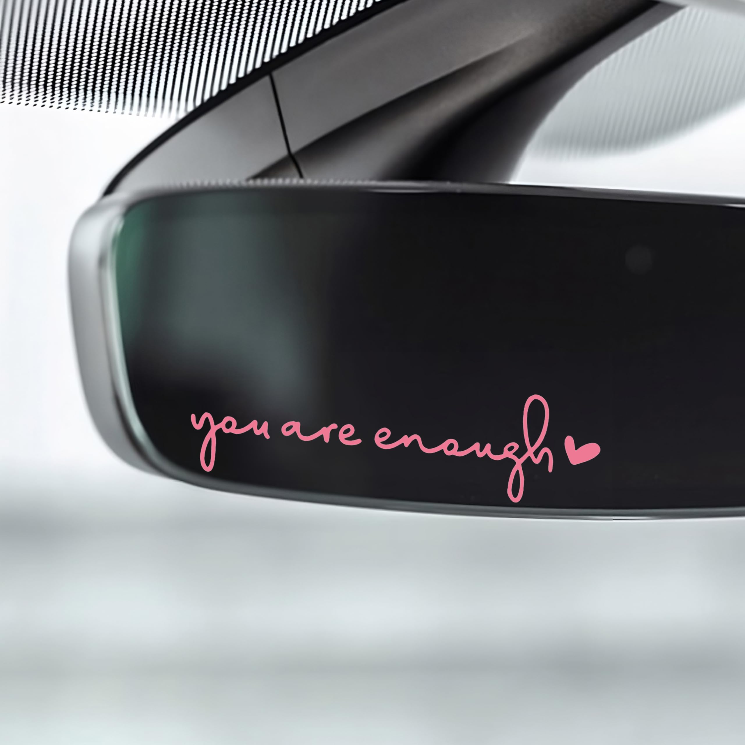 Miarita 3X Hello Beautiful Rearview Mirror Decal, Car Stickers for Women,Rear View Mirror Sticker, Mirror Stickers, Car Decal, Pink Car Accessories, Rearview Mirror Accessories (You are Enough Pink)