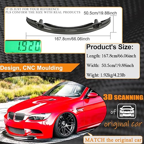 Miniatura 5 de MCARCAR KIT Borde delantero de fibra de carbono para BMW Serie 3 M3 E90 E92 E93 2-Door 4-Door 2008-2013 parachoques delantero Lip Chin Spoiler