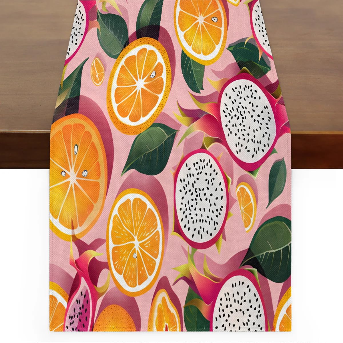 Chemin de table ananas et fruits tropicaux 33x228,6 cm pour table de salle à manger