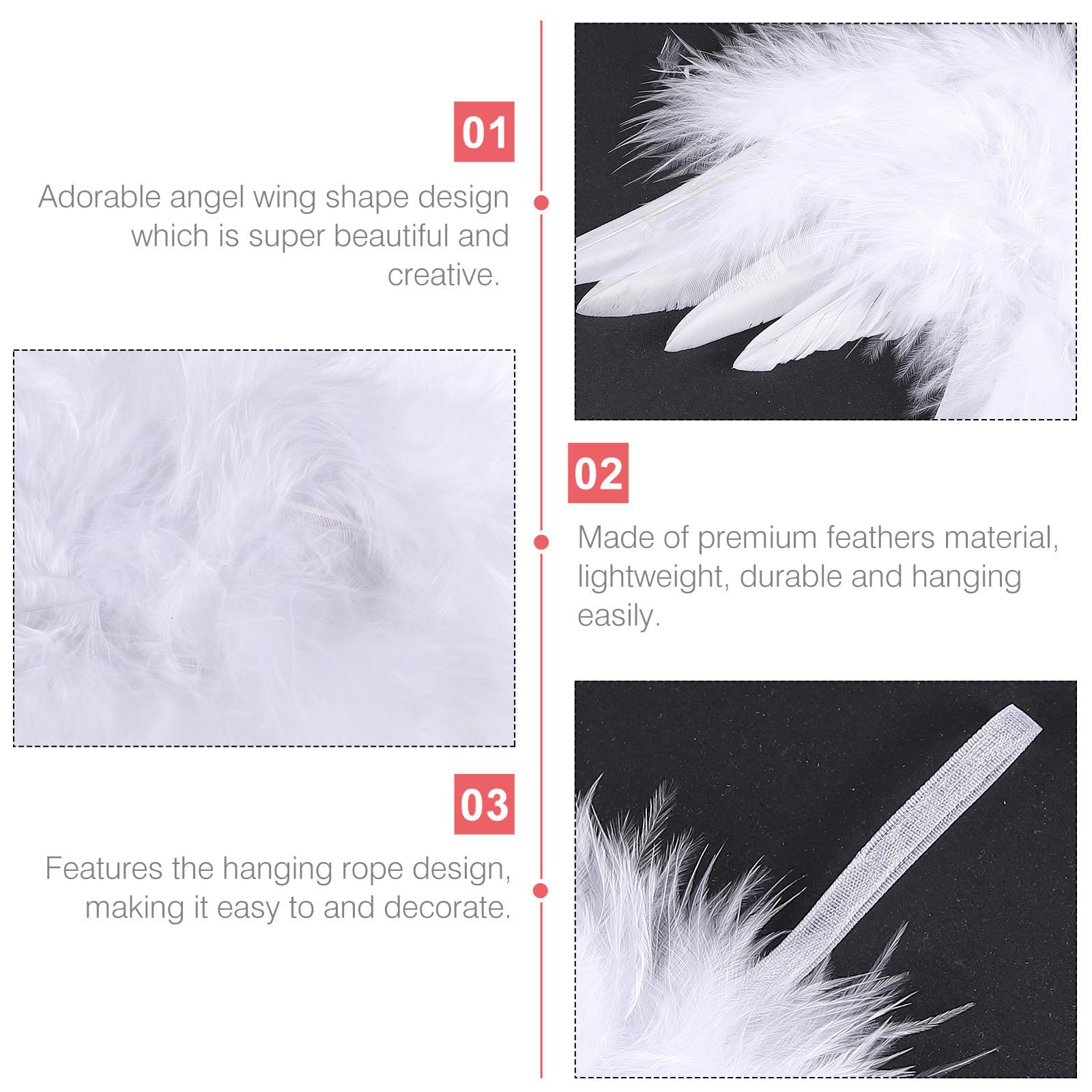 Didiseaon 144 Piezas Colgante de Alas de Ángel Navideñas Blanco, Ligero