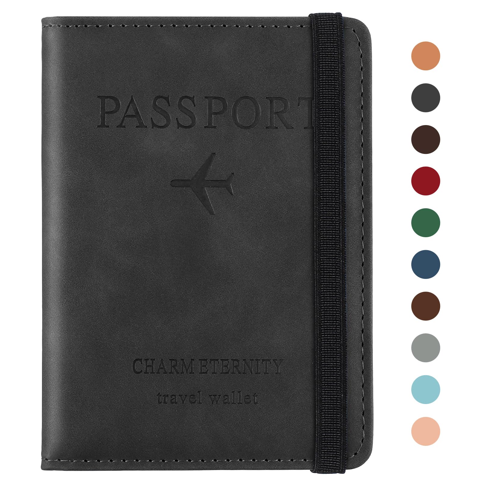 Sciphylia Porta Passaporto Custodia Passaporto da Viaggio con Blocco RFID Pelle PU Portadocumenti Viaggio Durevole Accessori Con Multifunzione, Nero Scuro