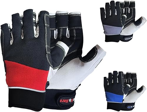 Miniatura 12 de MRX - Guantes de vela para hombres y mujeres, agarre de 3/4 dedos, ideales para vela, yate, remo, kayak, pesca, deportes acuáticos Azul
