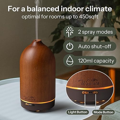 Miniatura 4 de Wanlola Difusor de aceite esencial de madera de 4.1 fl oz, difusor de aceite para un ambiente interior agradable, difusores de aromaterapia para el