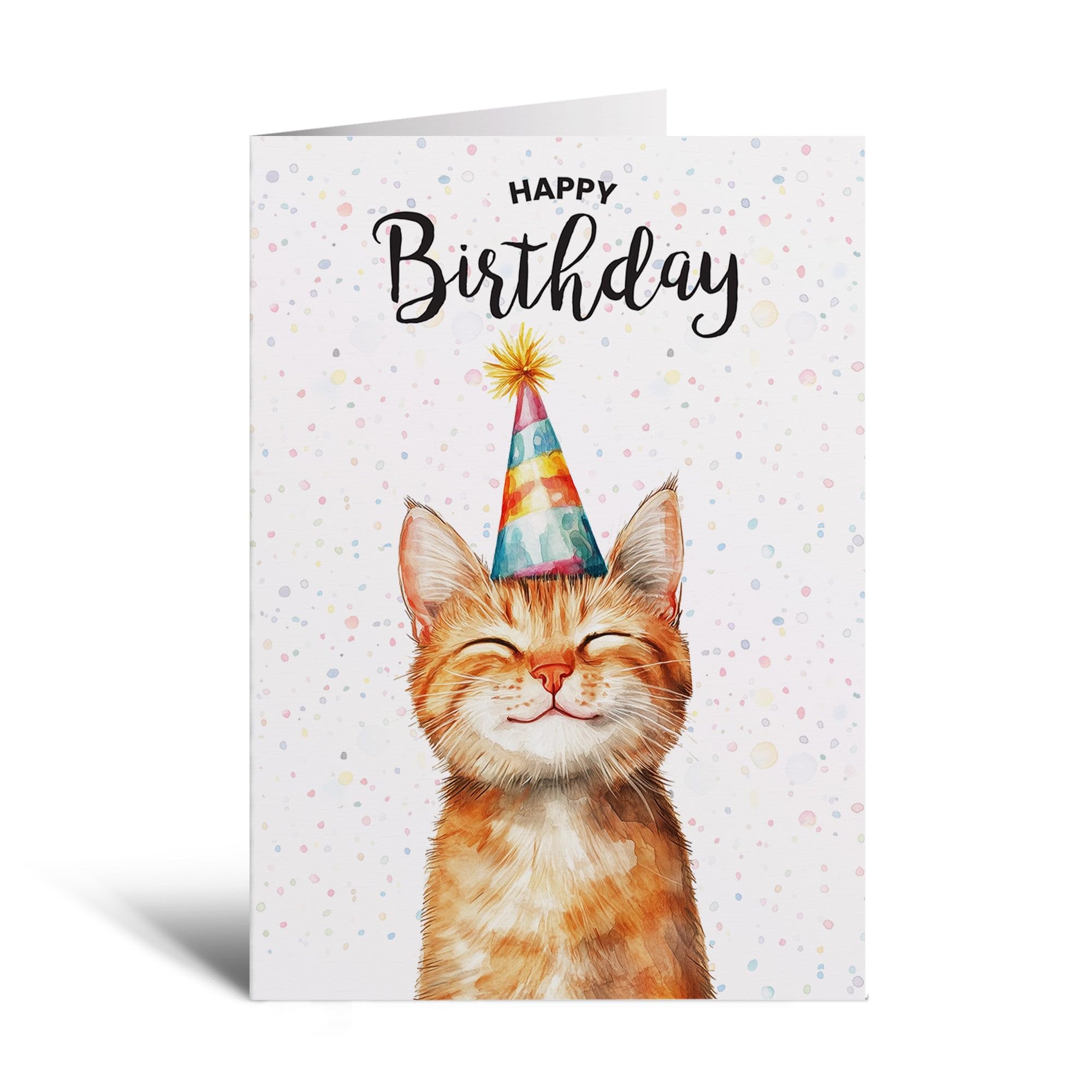 Postcard Prints - Ginger Cat Birthday Card for Him or Her - Whimsical Cat Illustration - 5 x 7 Inch - 300gsm Matte Finish - 5 Card Pack — image 1