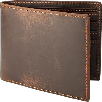 HRS Genuine Leather Wallets for Men, Handmade Vintage Italian Distressed Slim Bifold Mens Wallet with RFID Blocking