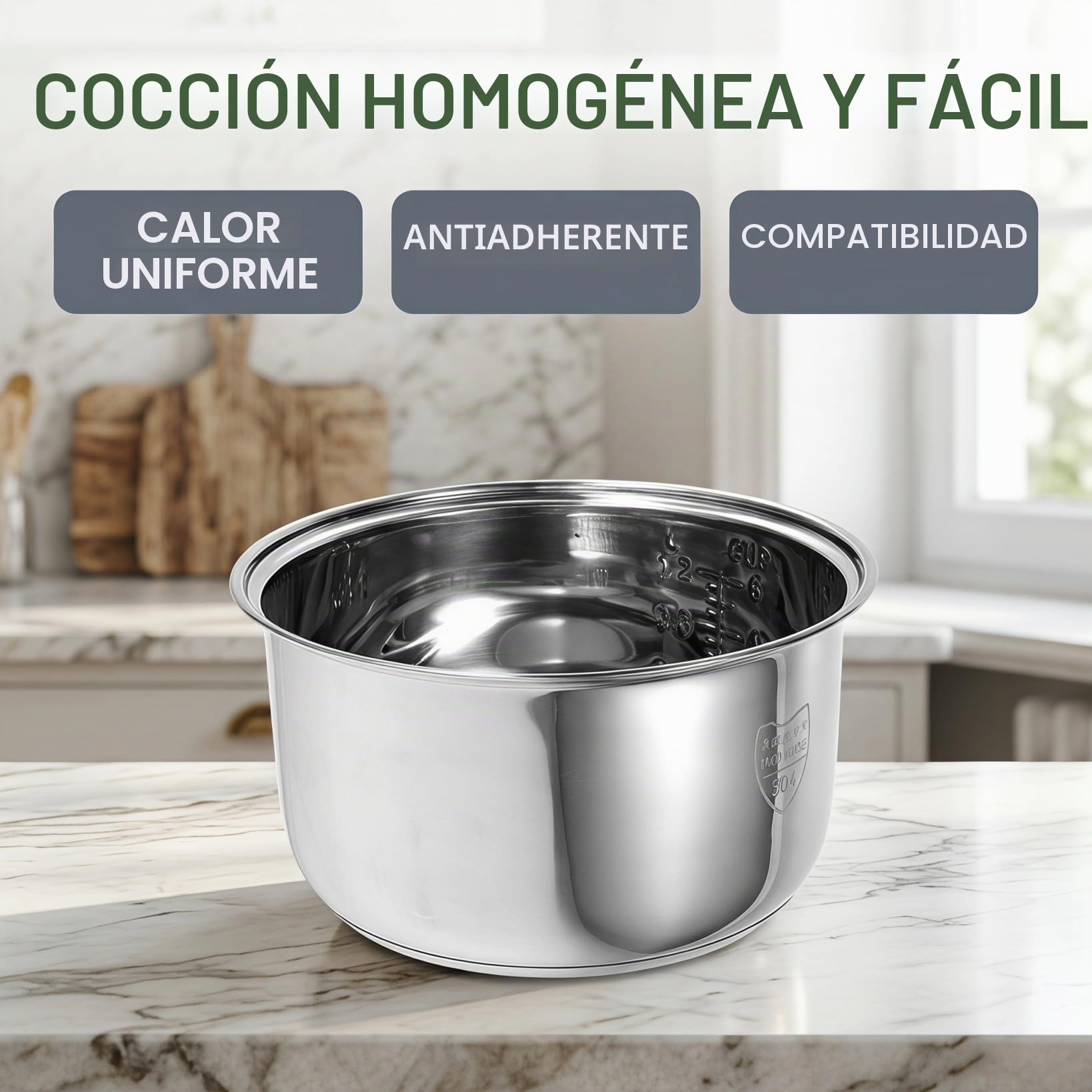 ABOOFAN Tanque Interior para Copa Arrocera Tanque Acero Inoxidable Reemplazo De Olla Interior Accesorio De Cocina