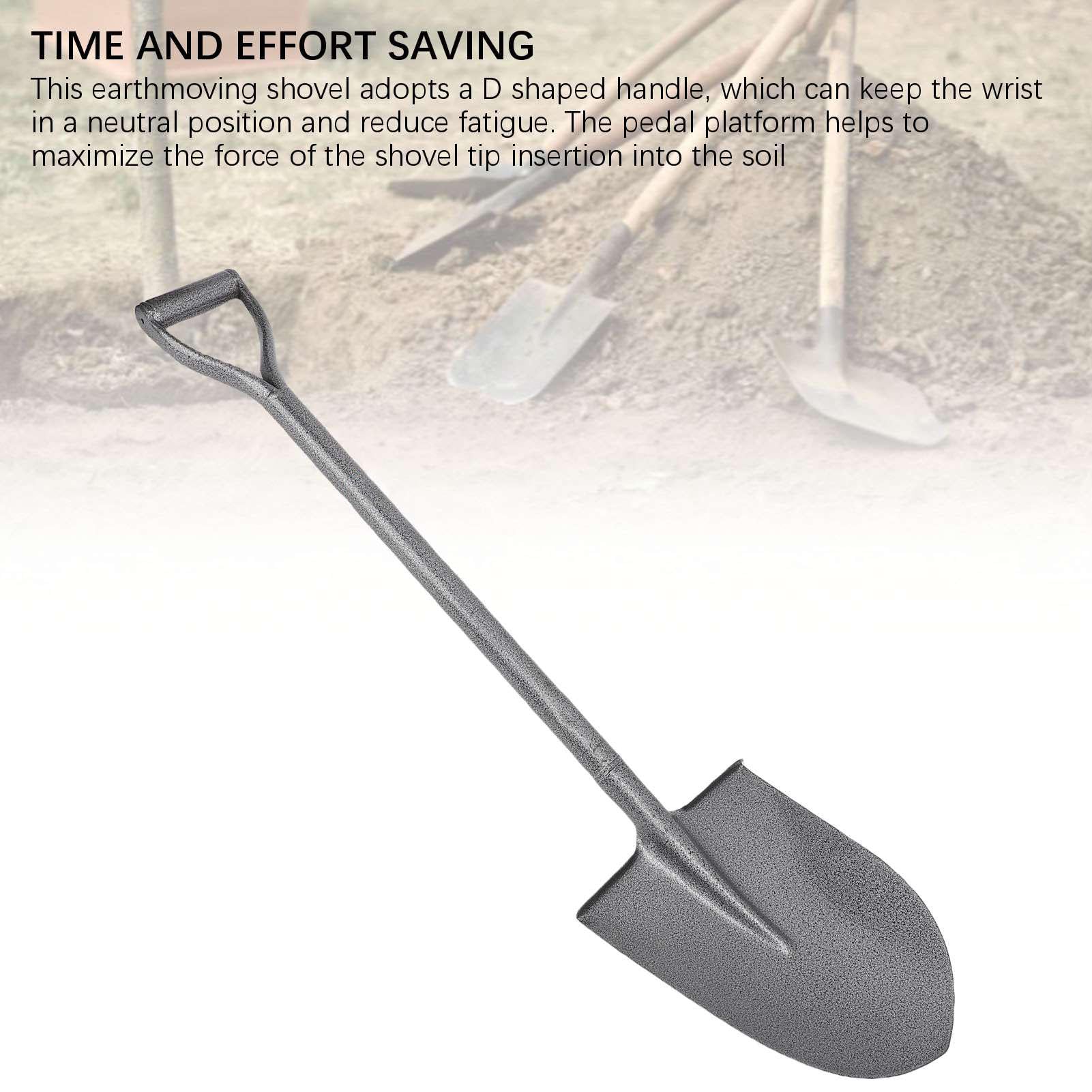 Jeffergarden Pala Pequeña Pala Totalmente Metálica para Excavar Jardinería Plantación para Acampar Punta Corta en D Acero MN 100 Cm