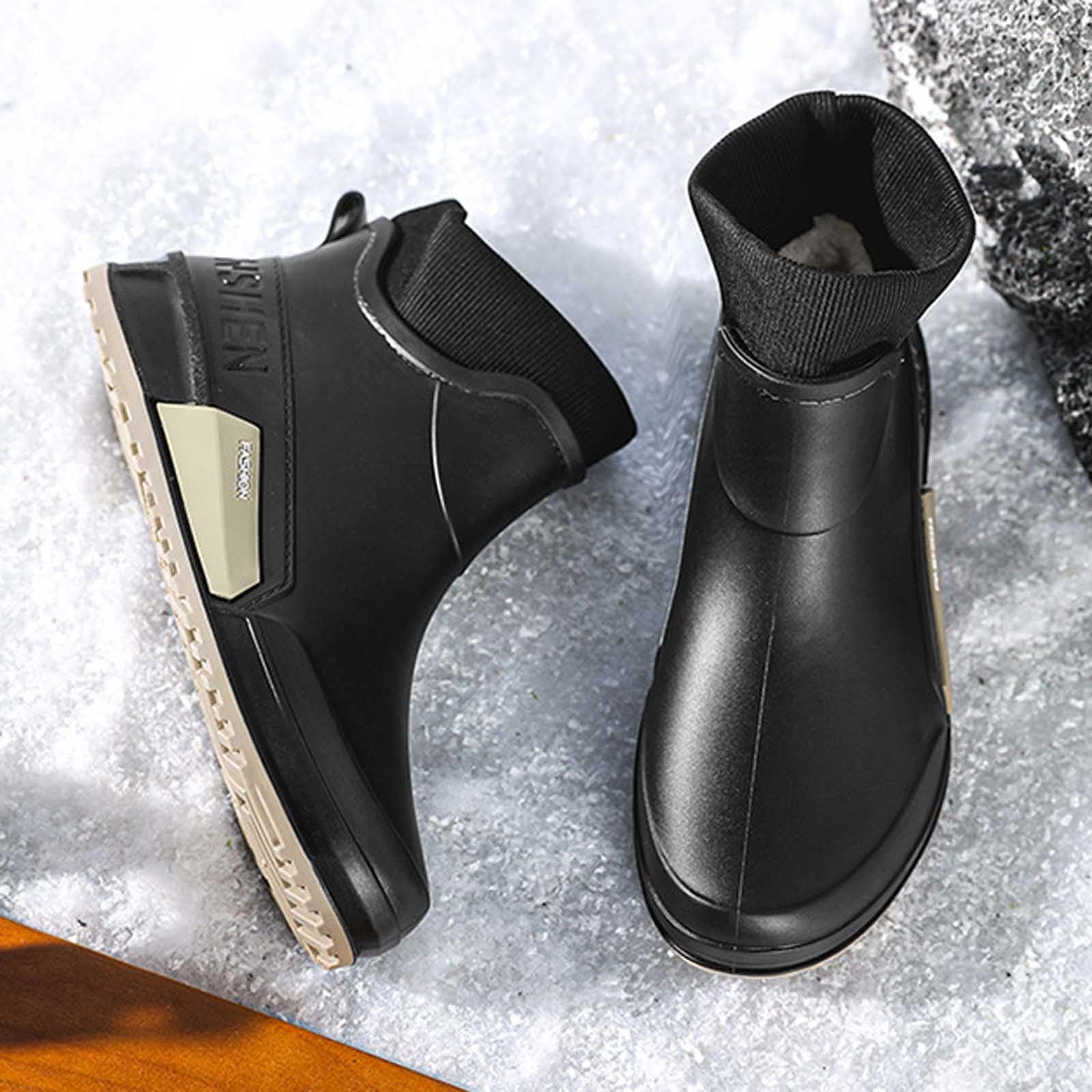Generisch Stivali Invernali Donna,Moda Pioggia Scarpe Elegante Breve Caviglia Slip Stivali In Gomma Versatile Coppia di Scarpe All'aperto Con Solido