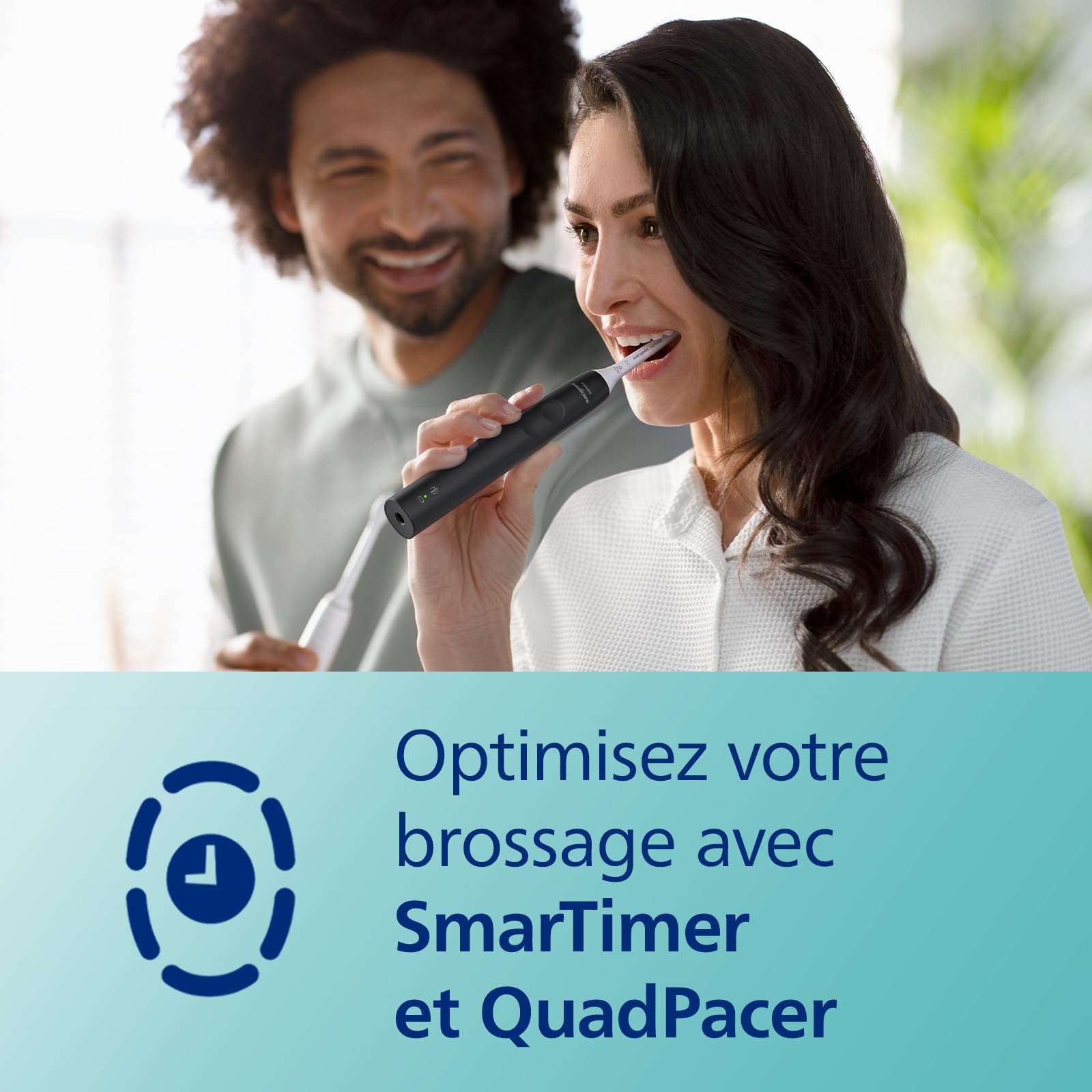 Philips Sonicare 3100, Brosse à dents électrique sonique, capteur de pression et minuterie, étui de voyage, noir, modèle HX3673/14