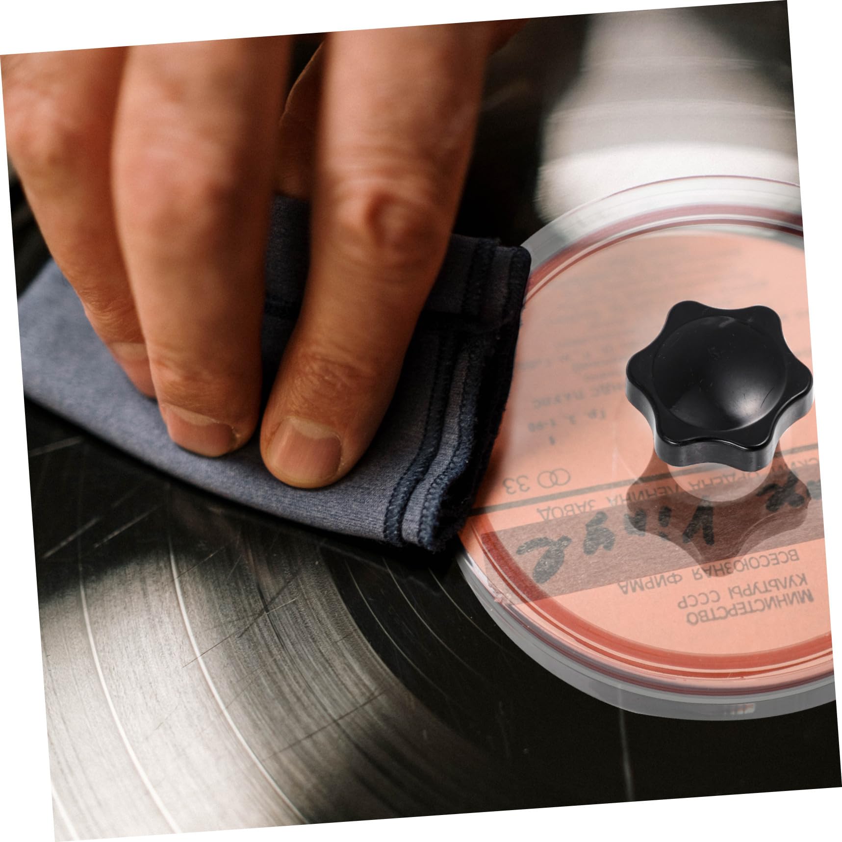 HOMSFOU Protettore Etichette Dischi in Vinile Saver con Design Arrotondato, Realizzato in Silicone e Acrilico, con Spazzola e Borsa Inclusa