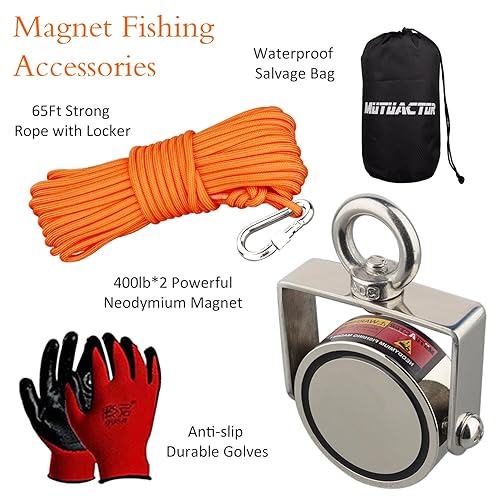 Miniatura 8 de MUTUACTOR Kit de pesca con imán giratorio de doble cara de 800 libras