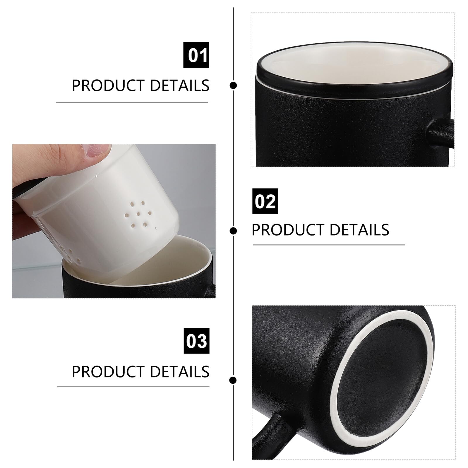 MAGICLULU 400ml Keramik Teetasse mit Teefilter und Deckel Schwarz