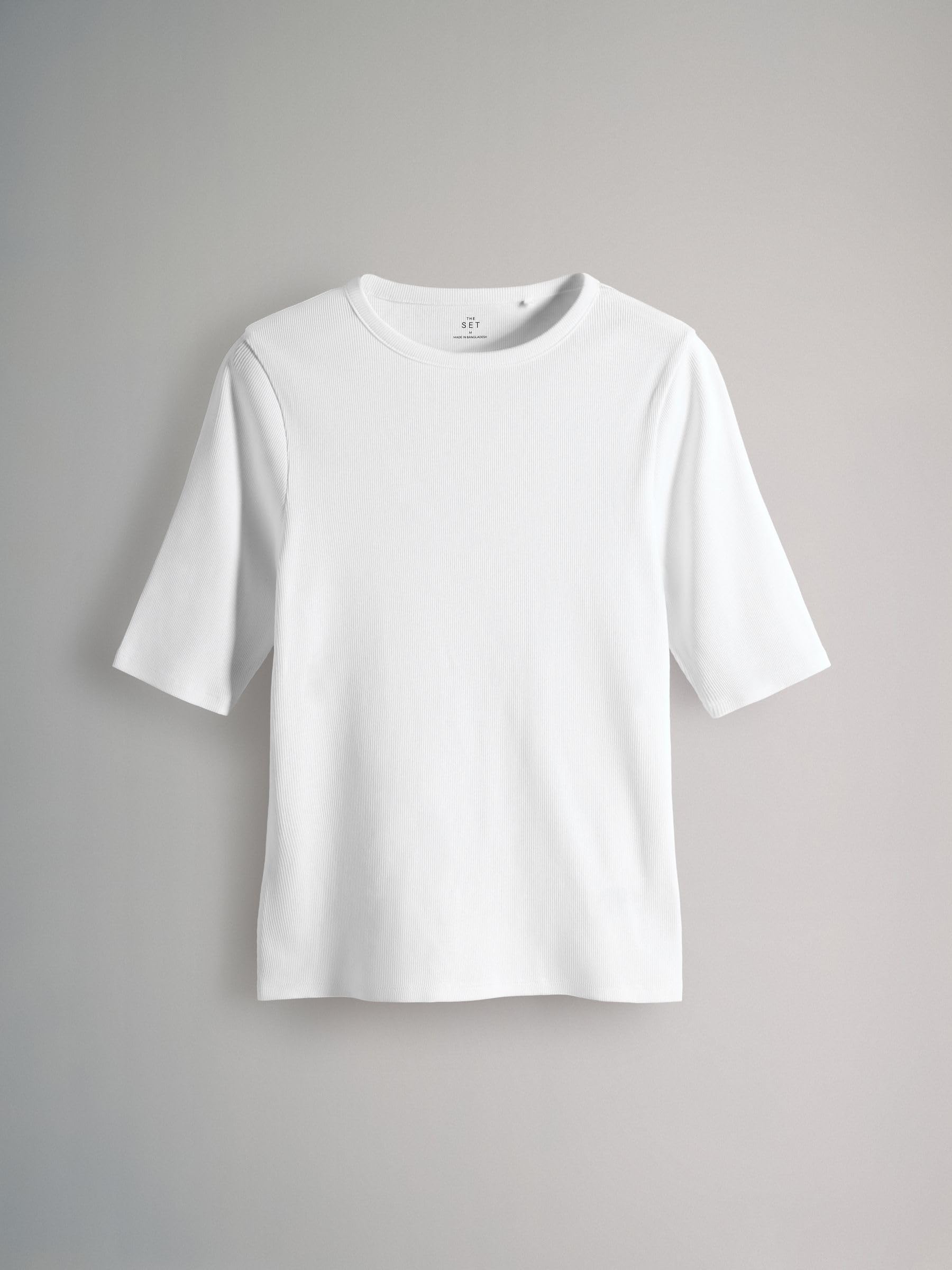 THE SET Femme T-Shirt côtelé à Manches mi-Longues, Lot de 5 | Coupe standard