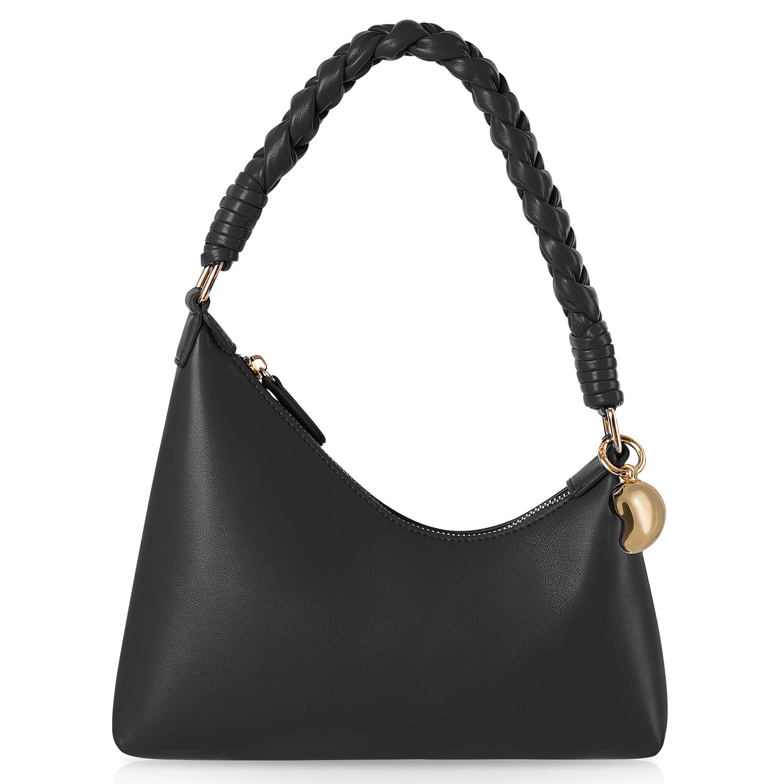CHAMAIR Y2K Shoulder Bag Red Handbag for Women Leather Cresent Bag Ladies Tote Handbags Cherry Red Hobo Underarm Bag for Everyday Party Dating (Black)