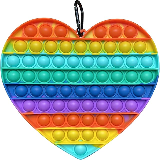 Large Size Pop it Bubble Fidget Sensory Toy Autism Special Needs Stress Relief Anti-Anxiety Silicone Squeeze Toys for Kids and Adults (HEART)
