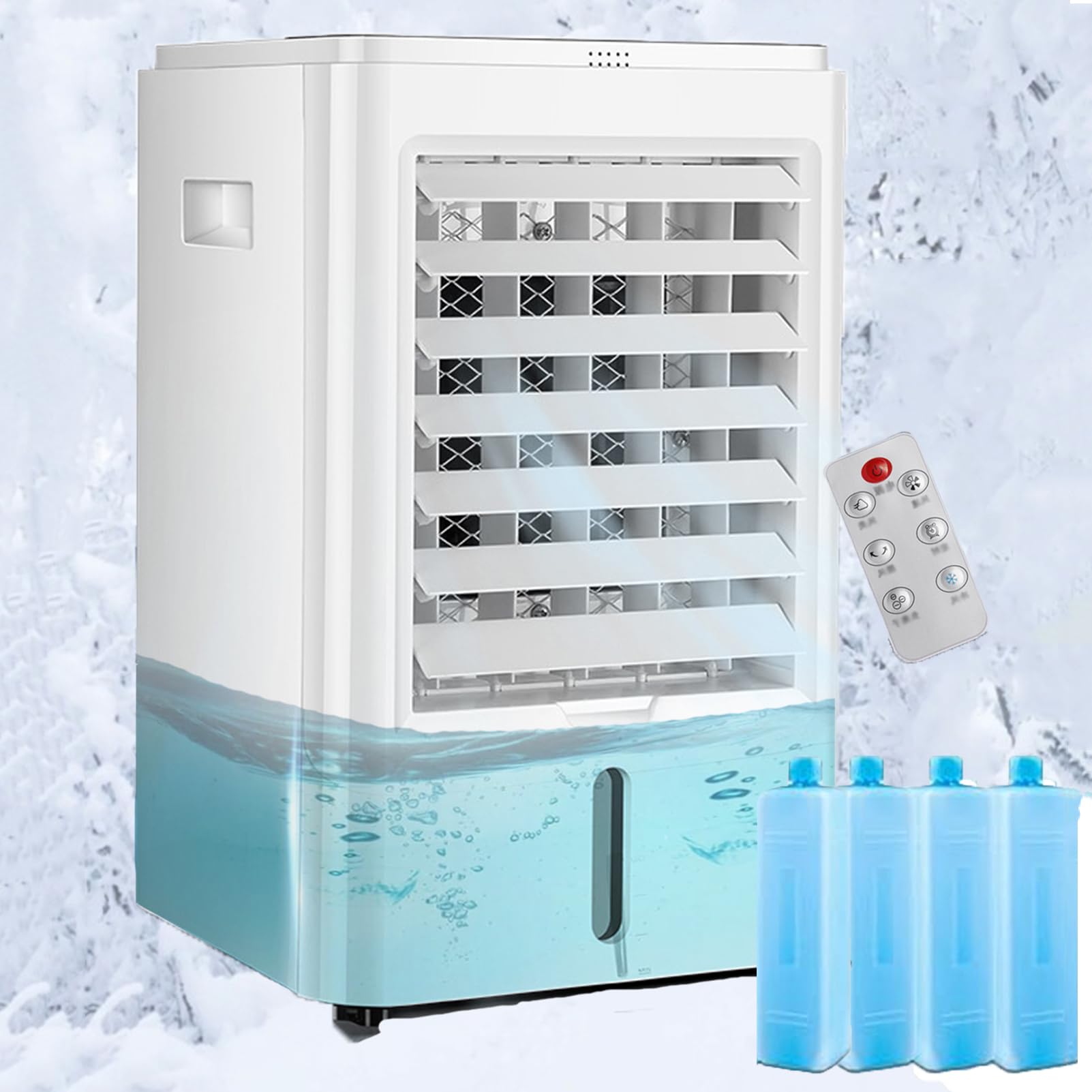 Portable Air Conditioner and Cooling Fan with 3 Speeds, 4 Modes, 4L Water Tank, 4 in 1 Evaporative Air Cooler for Home, Office, Truck, RV
