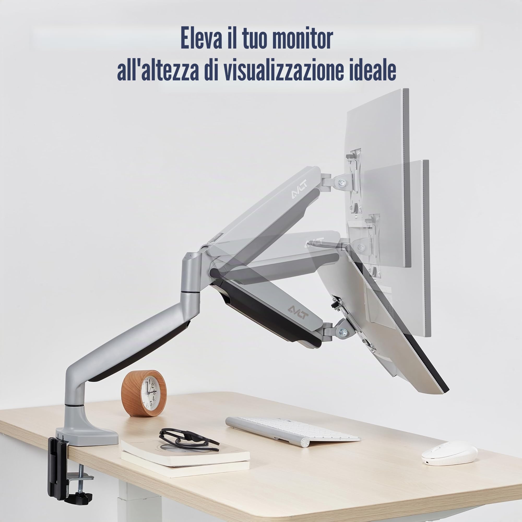 AVLT Supporto da scrivania per monitor singolo da 13"-34" per Halloween, adatto a un monitor piatto/curvo/ultrawide, movimento completo, rotazione inclinabile, braccio regolabile per monitor -