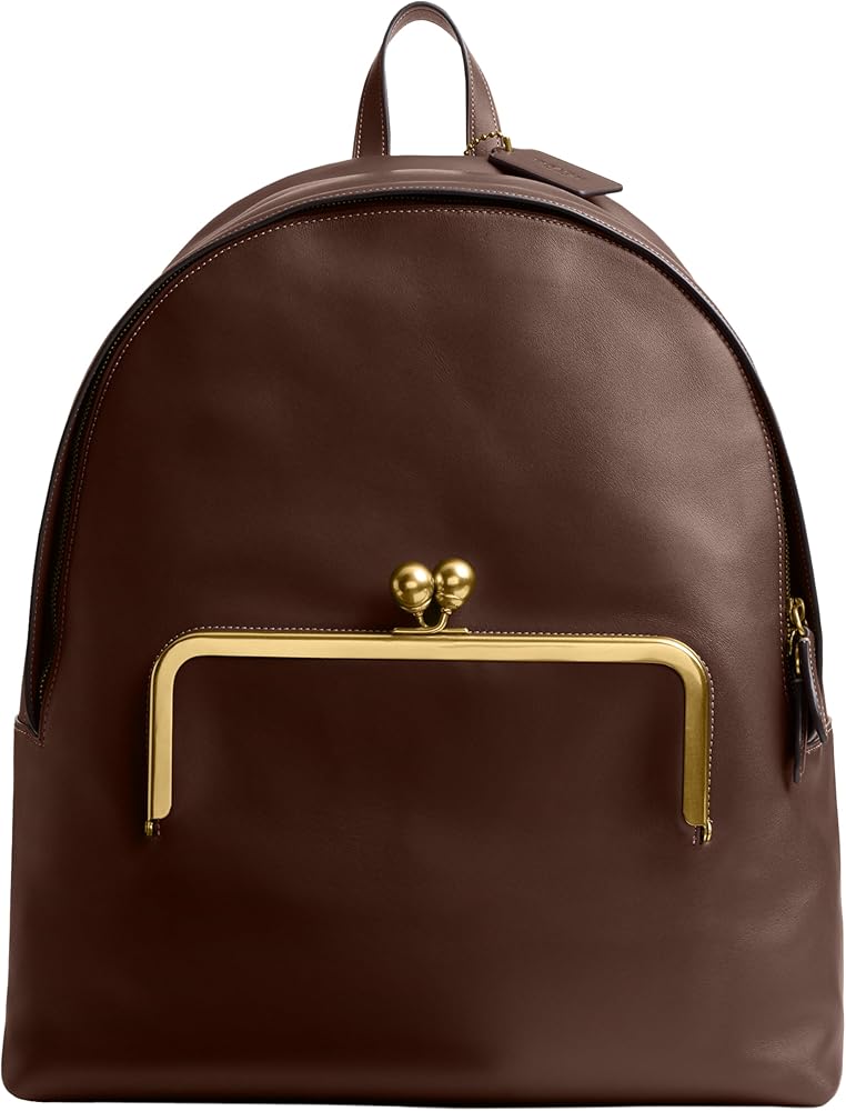 Amazon.com: Coach Kisslock Frame Backpack, B4/Dark Brown One Size