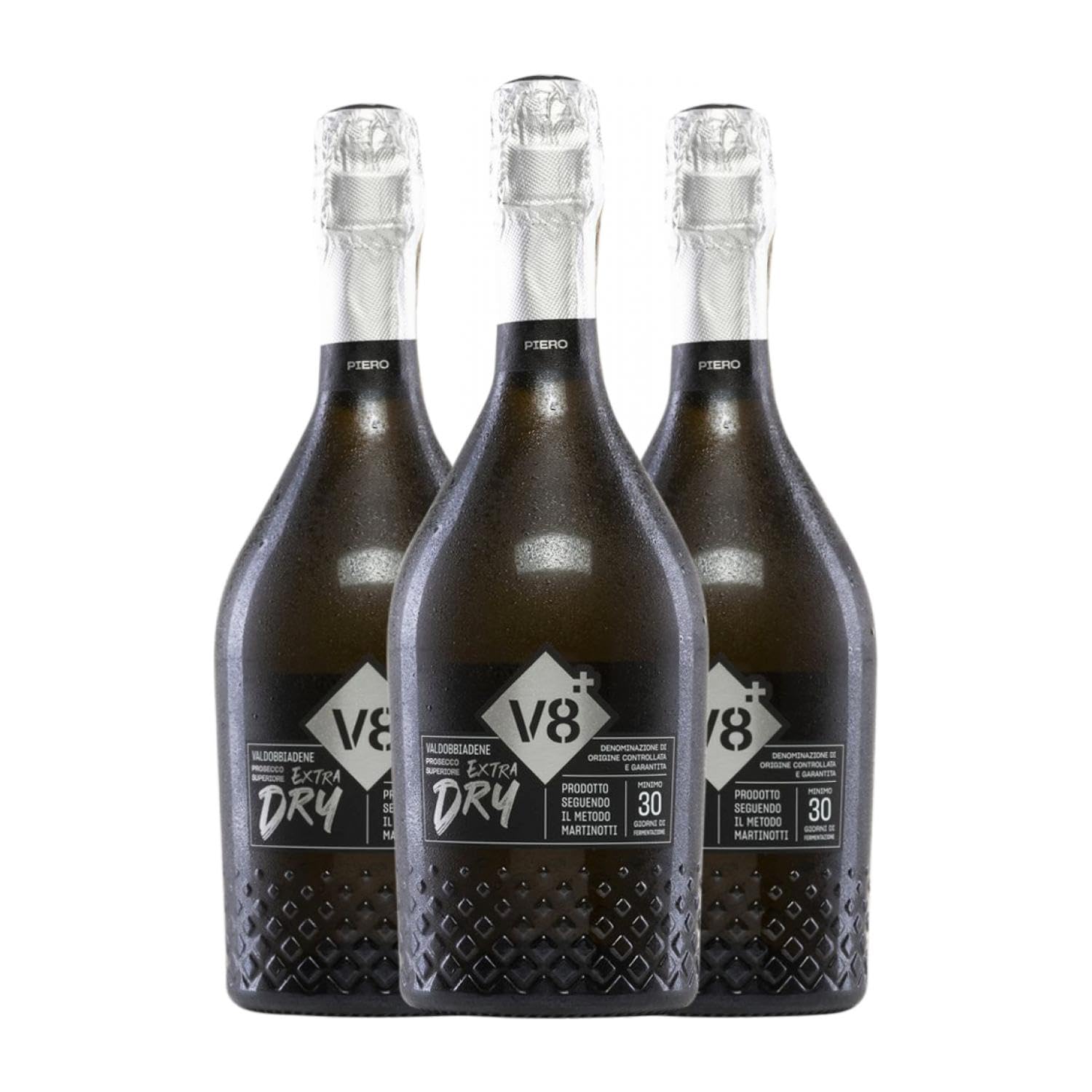 V8 Piero Extra Dry Glera Extra Seco Prosecco di Valdobbiadene Superiore di Cartizze 75 cl Espumoso blanco (Caja de 3 Botellas de 75 cl)