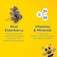 Vista 2 de Gomitas de saúco sin recubrimiento de azúcar de Zarbee's para niños, apoyo inmunológico diario* con vitaminas C, D3 y zinc para apoyar un sistema