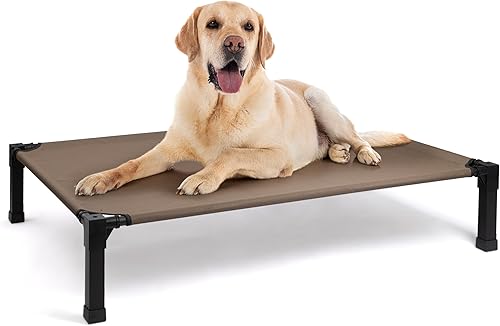 Miniatura 14 de Heeyoo Cama Elevada para Perros, Catre Elevado Refrescante para Mascotas con Malla Transpirable Lavable a Prueba de Mordidas y Marco de Metal, Cama