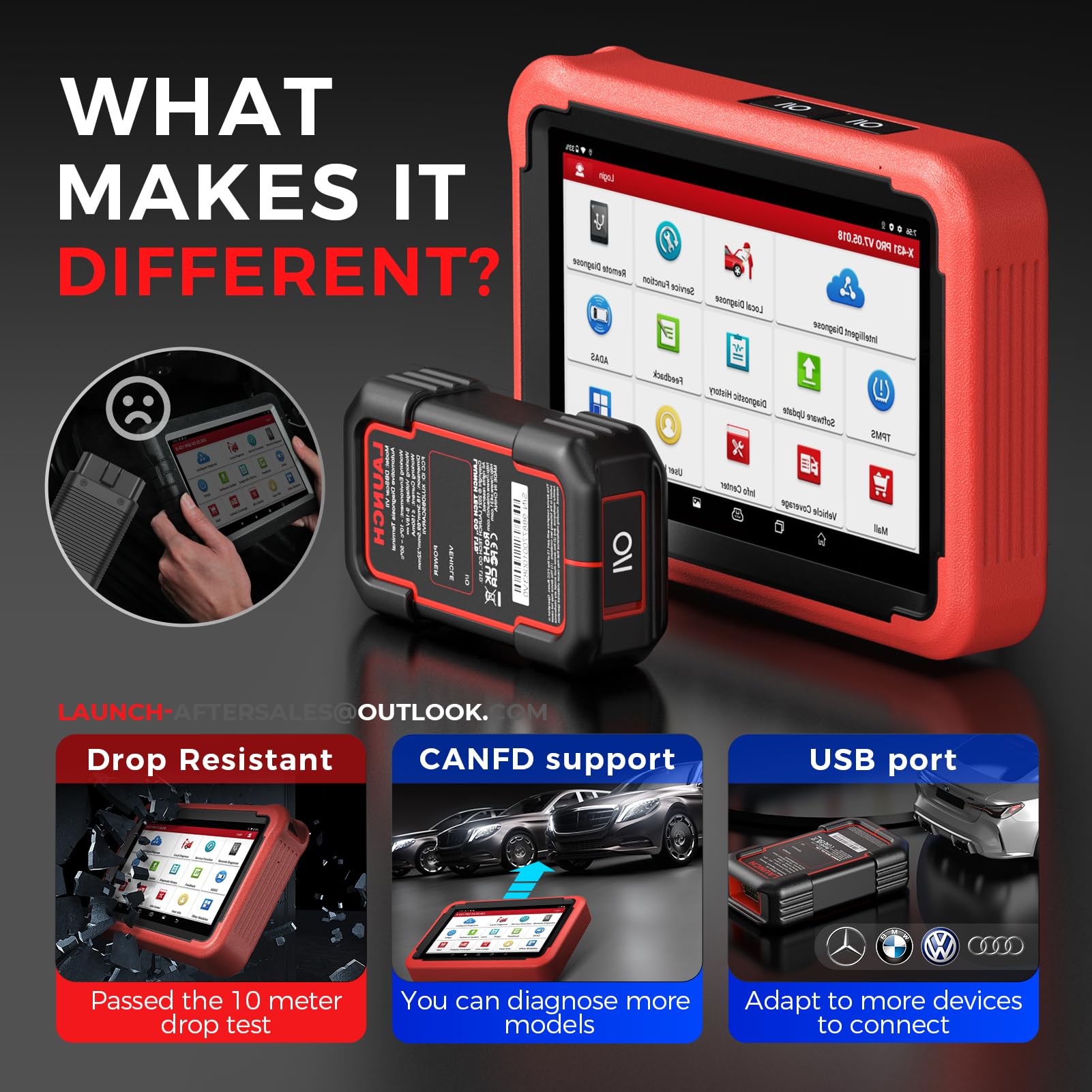 LAUNCH X431 PROS V5.0 OBD2 Diagnosegerät 2024 Aktualisierung, mit 37+ Sonderfunktionen, bidirektionale Steuerung, ECU Codierung, IMMO-Service, Personalisierung, Schlüsselprogrammierung