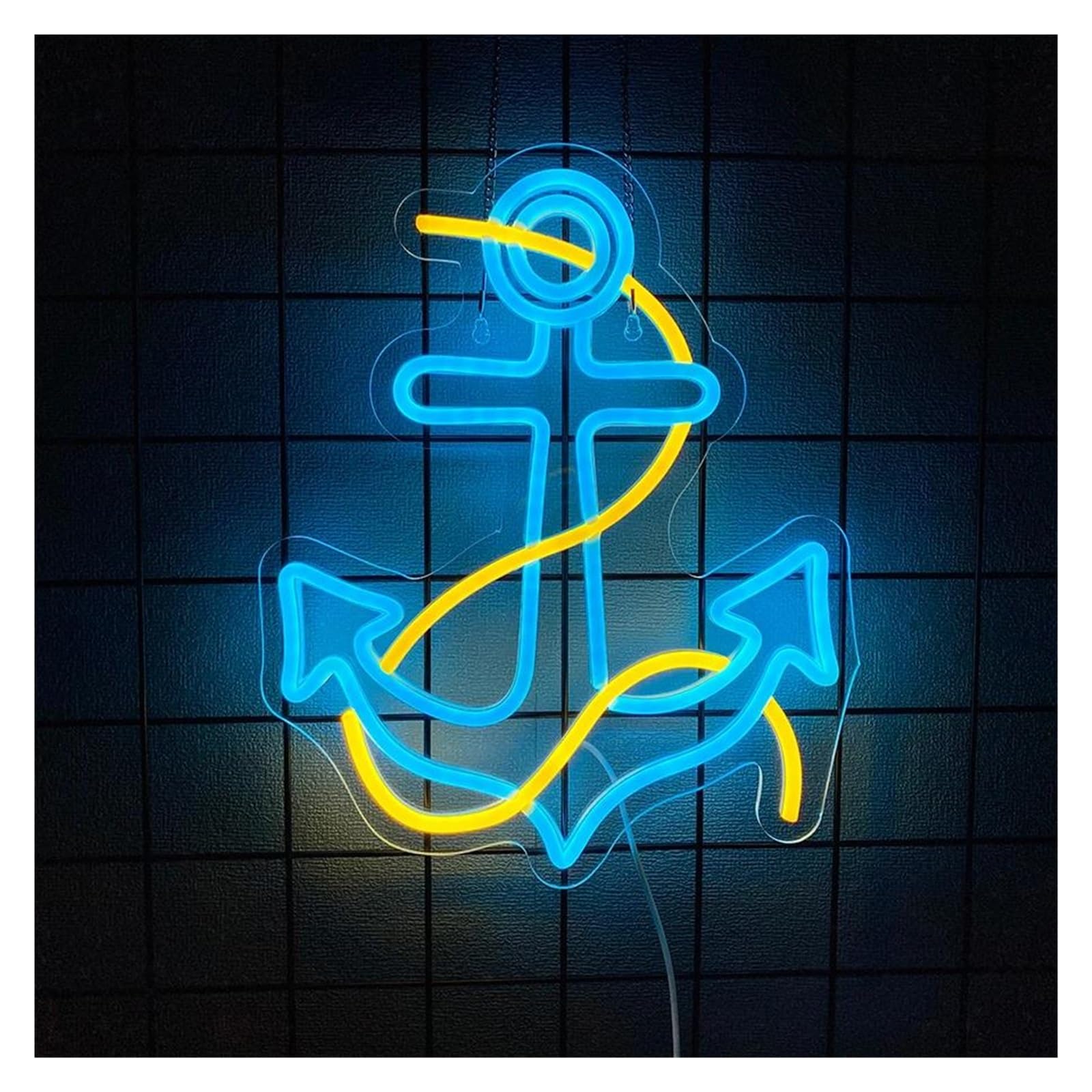 LEMST Signs Lamp Anchor Neon Sign, Blue Anchor Signs, Used for Artistic Decoration of Beer Bars, Clubs, Offices 35cmх28.5cm