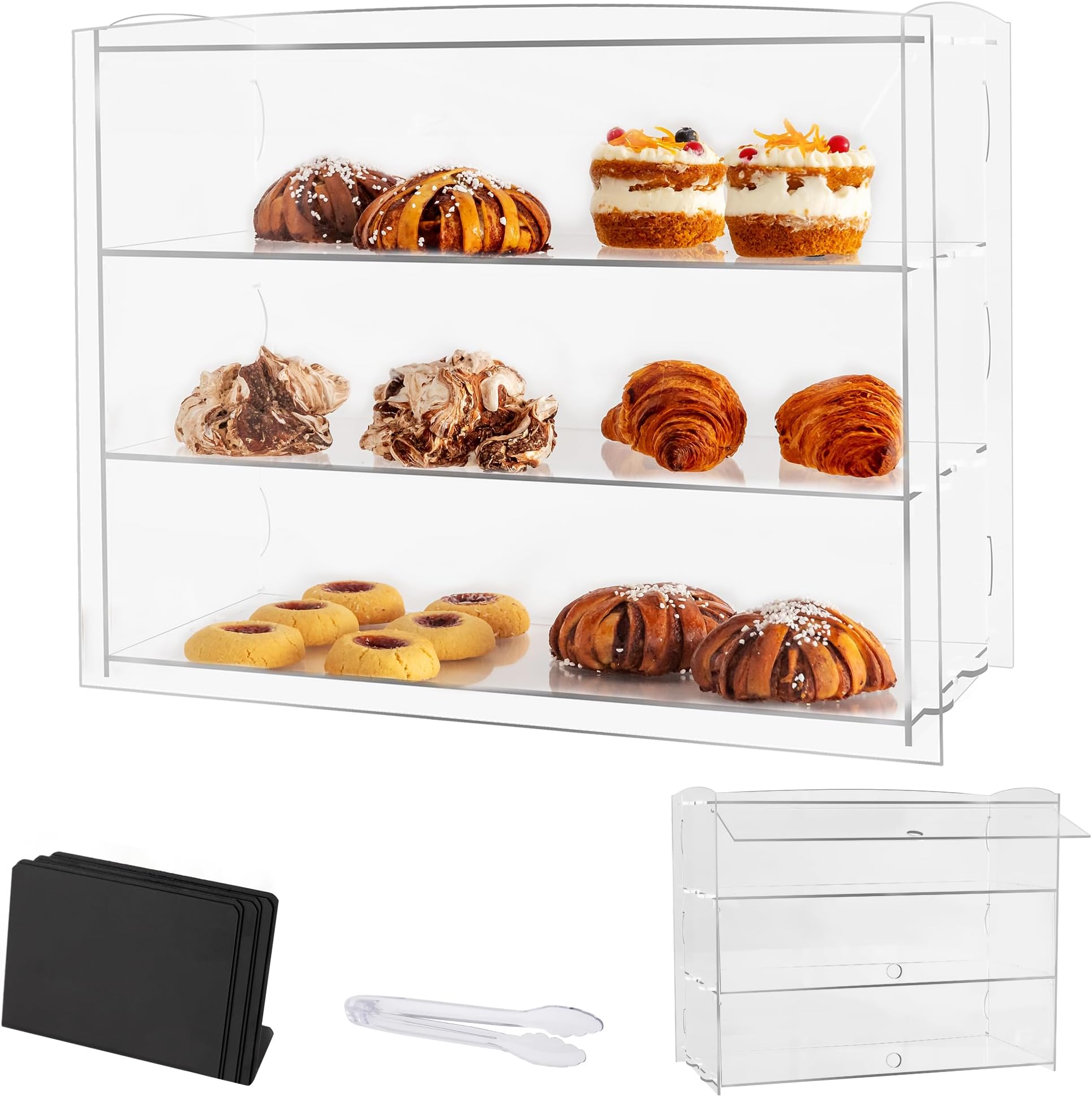 ODOXIA Bakery Display Case | Pastry Display Case For Baking Enthusiasts | Acrylic Boxes For Food, Cookie & Dessert | Countertop Pastry Place