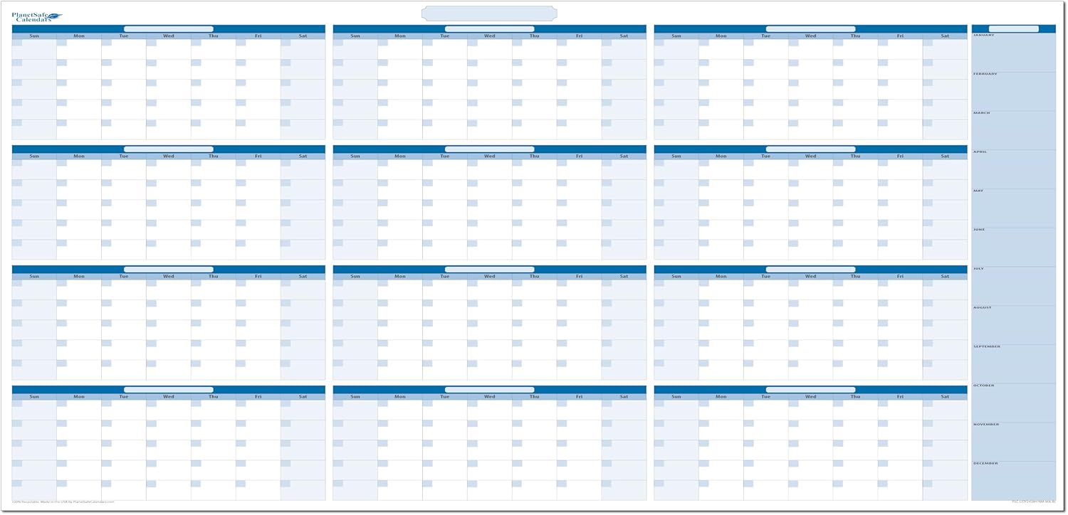 36" X 75" Horizontal Premium Dry-erase Undated Yearly Calendar. No month's. Next year's planning area. Marker and eraser included. Our's last's a lifetime