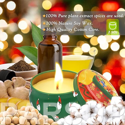 Miniatura 3 de Paquete de 12 velas perfumadas de Navidad, velas en tarro de 2.5 onzas, 12 fragancias navideñas para mujeres, 12 horas de tiempo de combustión,