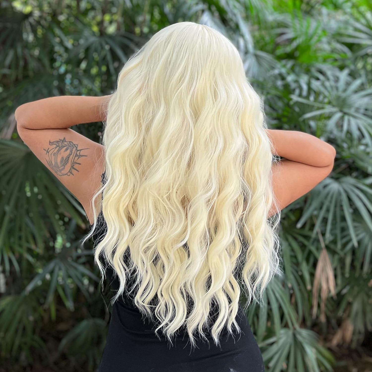 YEESHEDO Long Light blonde Wigs for Women with Fringe Natural Looking Curly Wavy Synthetic Hair for Ladies Daily or Halloween Cosplay,28 Inches - Image 4
