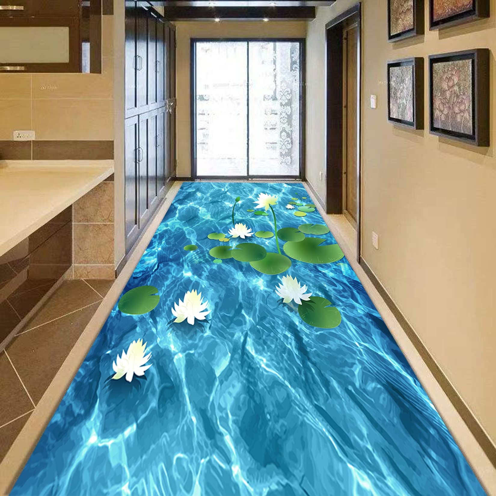 Tapis long couloir 120x100cm shaggy et lavable pour entrée de maison moderne