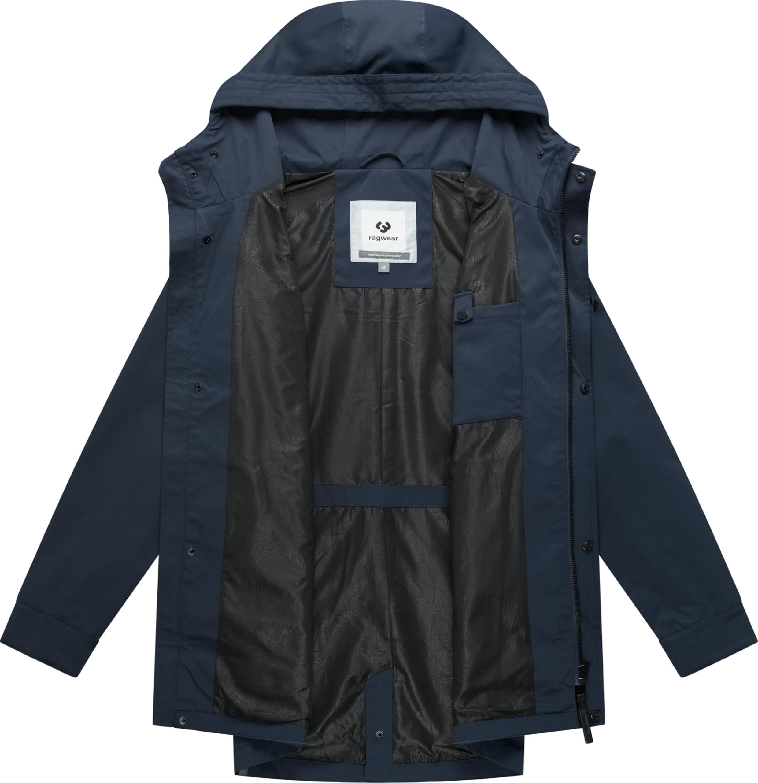 Ragwear Herren lange wasserdichte und atmungsaktive Übergangsjacke Mantel mit Taillenzugband, Gehschlitz und verstellbarer Kapuze Mr Smithem Twill YOUMODO S-6XL