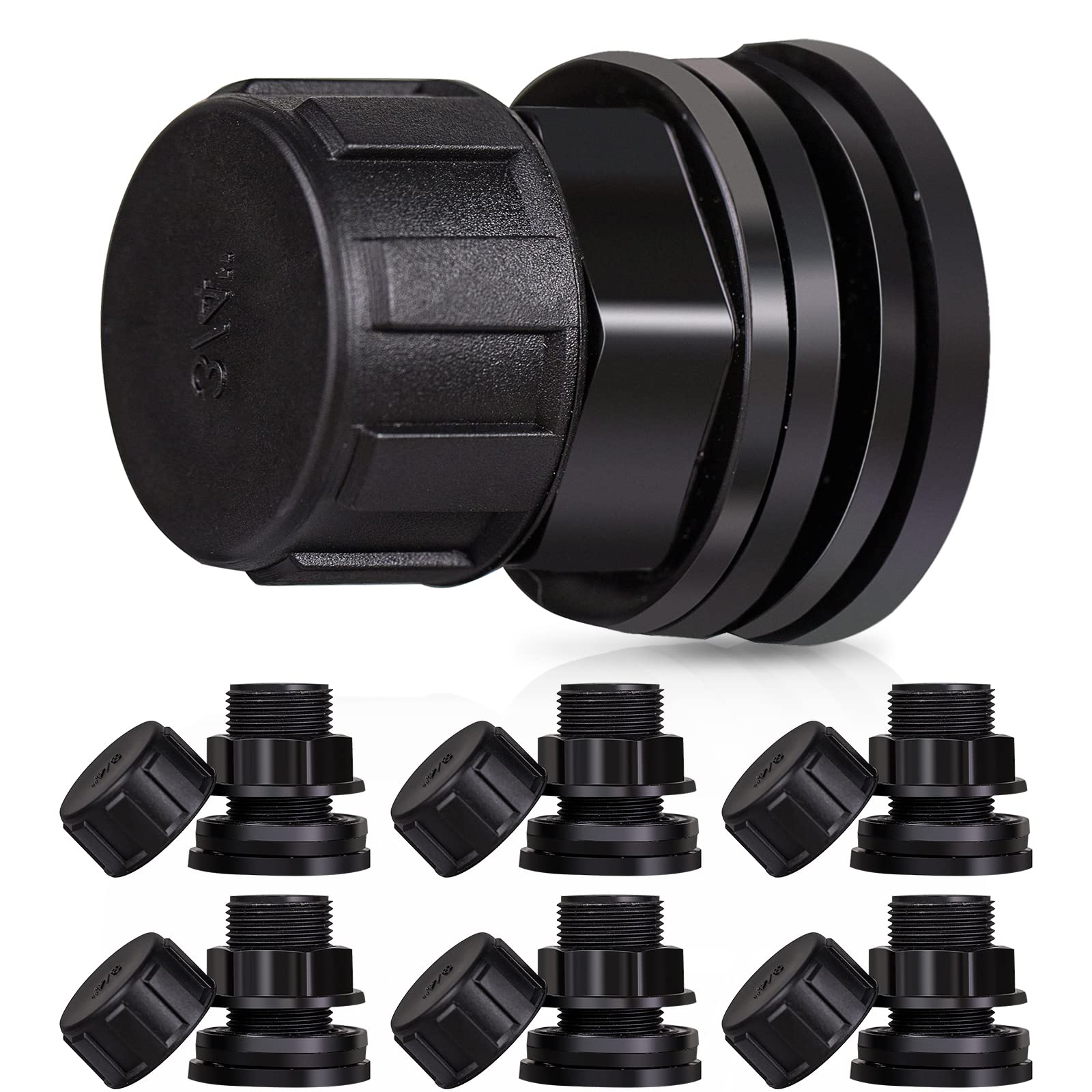 Buy 6 PCS PVC Bulkhead Fitting 3/4 Inch, Single Threaded Water Tank Connector with Plugs, Thick